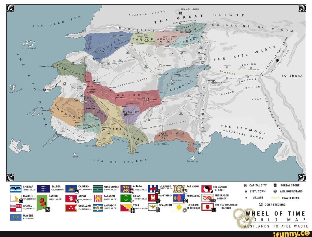 Wheel of Time Map Including the Aiel Waste - SHIENAR MALKIER 