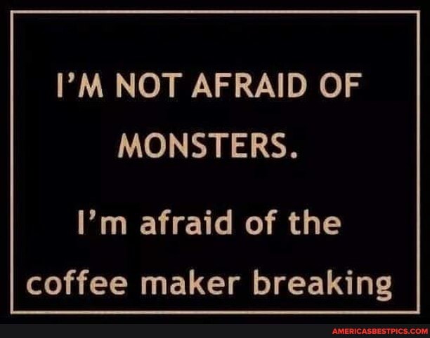PM NOT AFRAID OF MONSTERS.
I'm afraid of the
coffee maker breaking