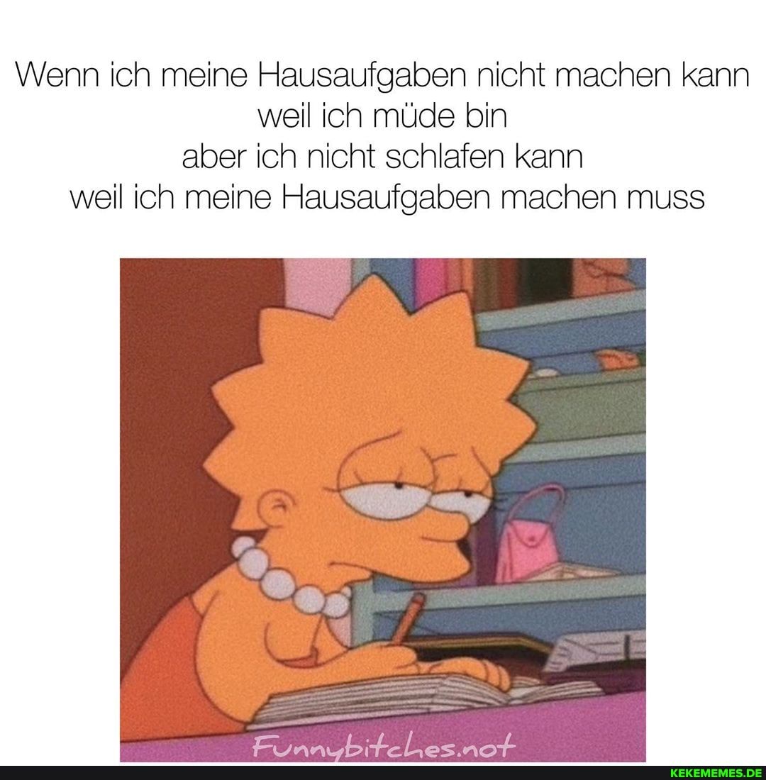 Wenn ich meine Hausaufgaben nicht machen kann weil ich müde bin aber ich nicht schlafen kann weil ich meine Hausaufgaben machen muss