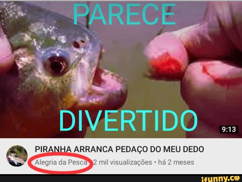 AS
DIVERTIDO
PIRANIA ARRANCA PEDAÇO DO MEU DEDO
Alegria da Pesta,
mil visualizações há 2 meses