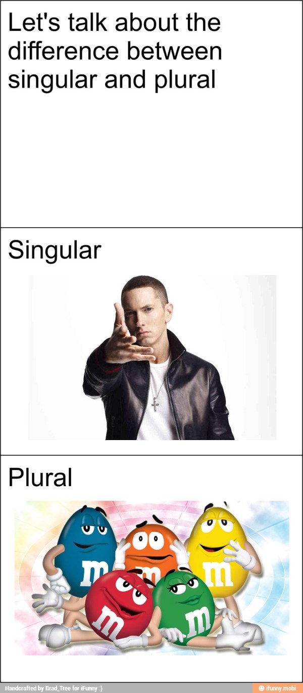Let's talk about the
difference between
singular and plural
Singular