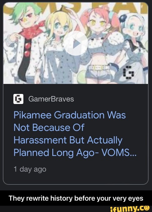 Pikamee Graduation Was Not Because Of Harassment But Actually Planned Long  Ago- VOMS Project - GamerBraves