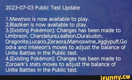 Pokémon UNITE Public Test