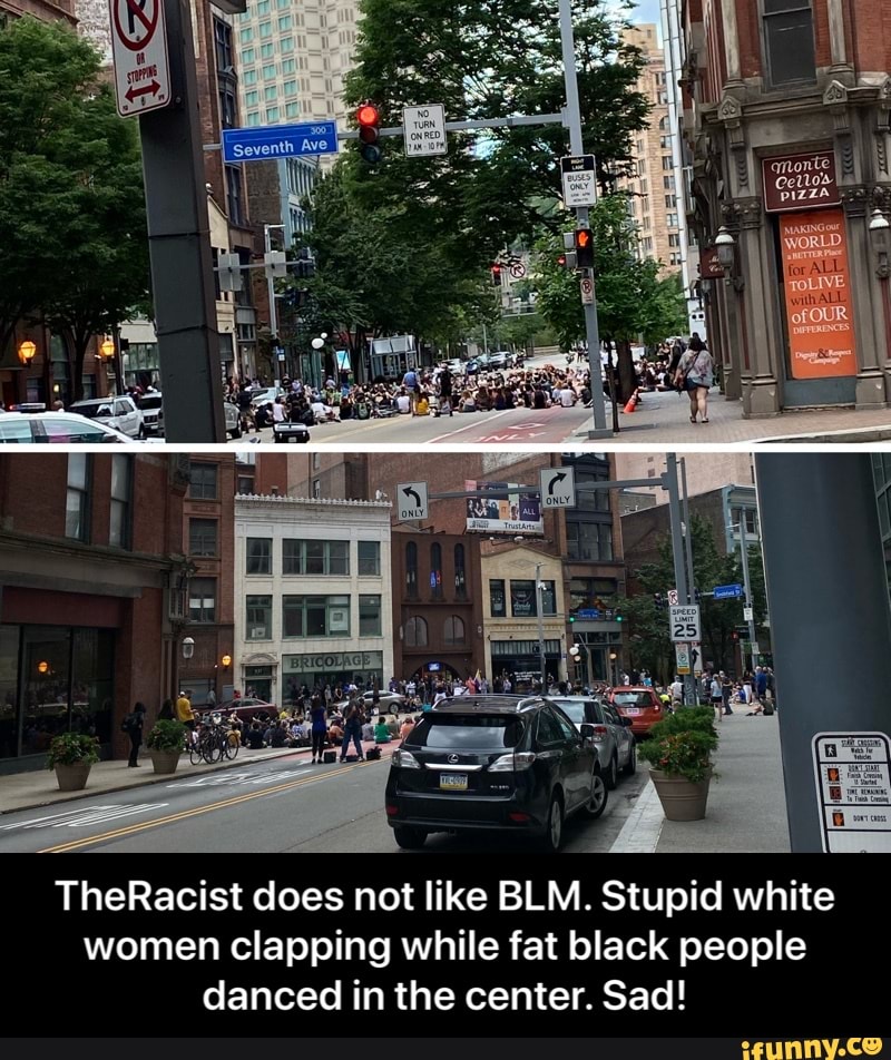 TheRacist does not like BLM. Stupid white
women clapping while fat black people
danced in the center. Sad! - TheRacist does not like BLM. Stupid white women clapping while fat black people danced in the center. Sad!