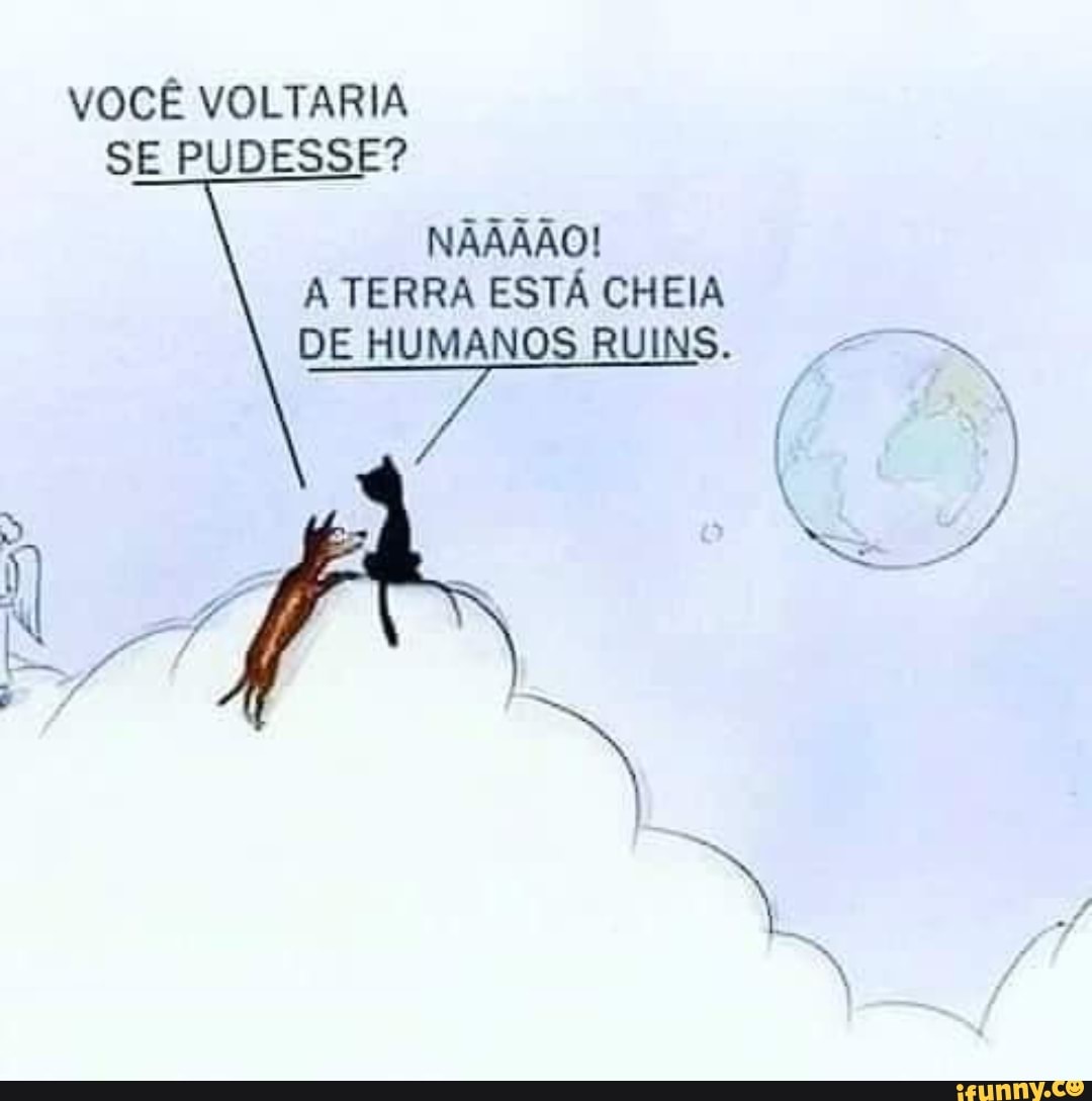 VOCÊ VOLTARIA
SE PUDESSE?
NAAÃÃO!
A TERRA ESTÁ CHEIA DE HUMANOS RUINS.