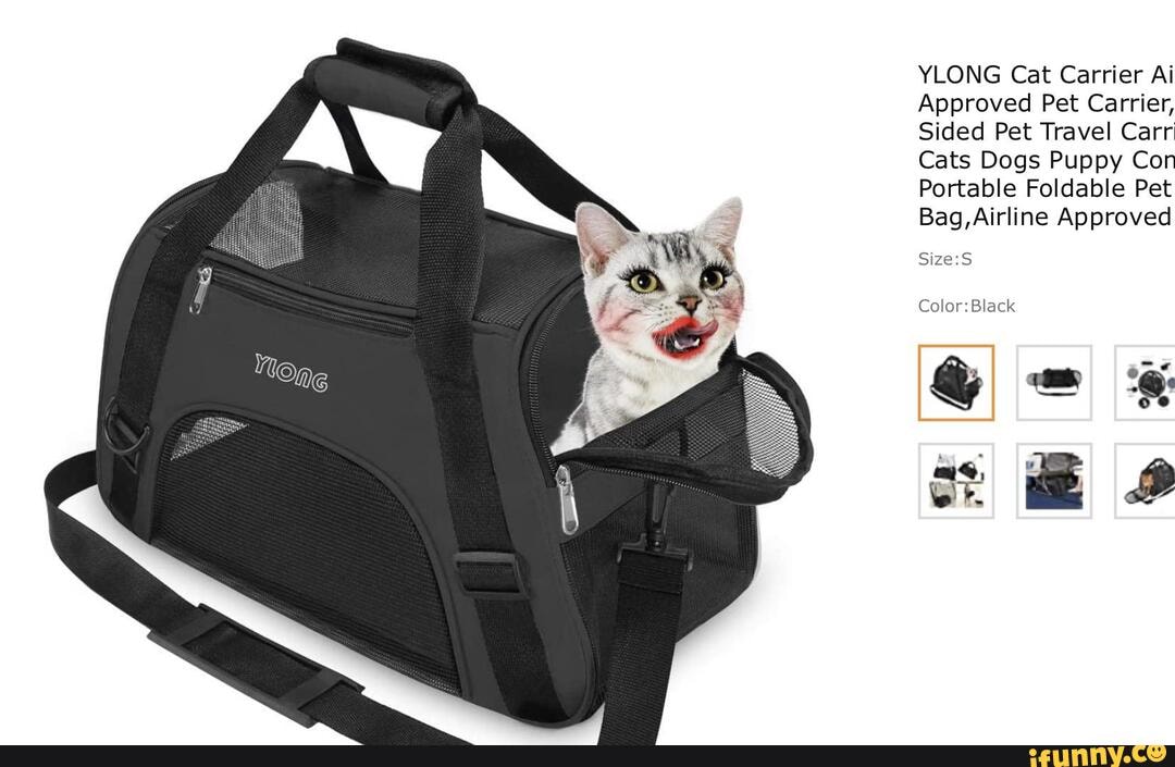 YLONG Cat Carrier Ai
Approved Pet Carrier,
Sided Pet Travel Carr
Cats Dogs Puppy Con
Portable Foldable Pet
Bag,Airline Approved
Color: Black