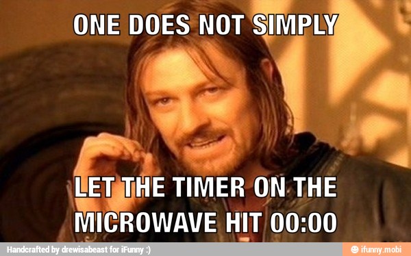 E THE
TIMER ON- THE
MICROWAVE HIT 00:00