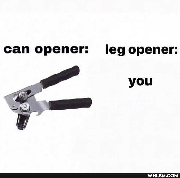 can opener: leg opener:
you