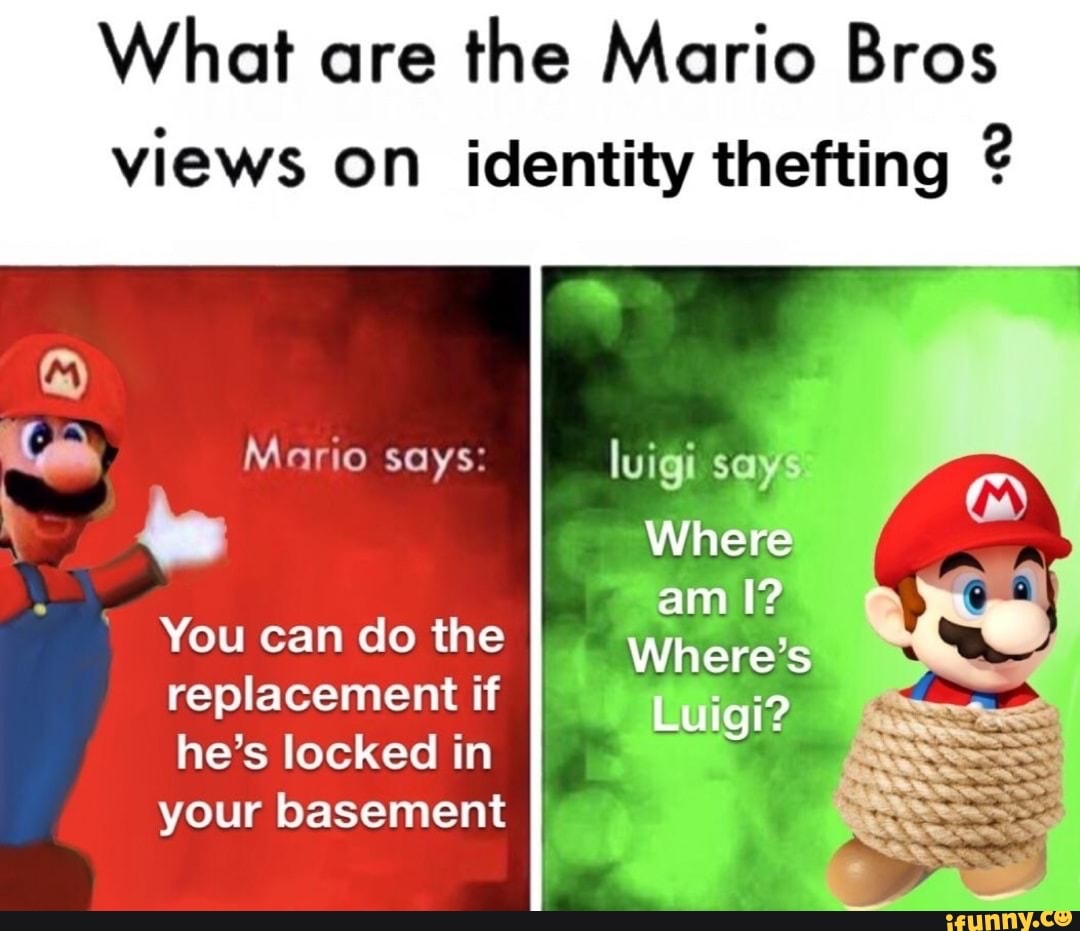 What are the Mario Bros views on identity thefting Mario says: luigi.