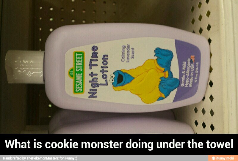What is cookie monster doing under the towel - What is cookie monster doing under the towel