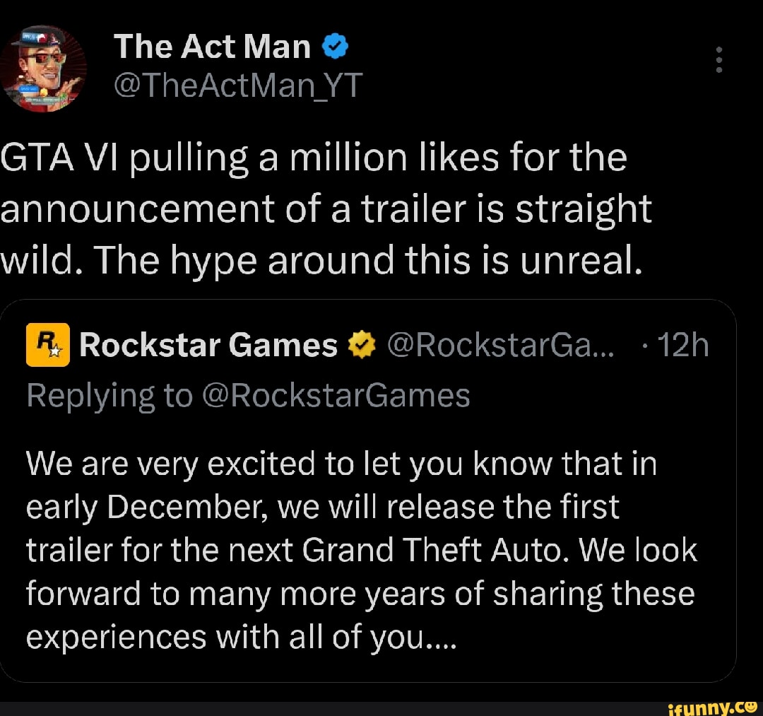 Rockstar Games GTA 6 Trailer announcement passes 1 Million likes