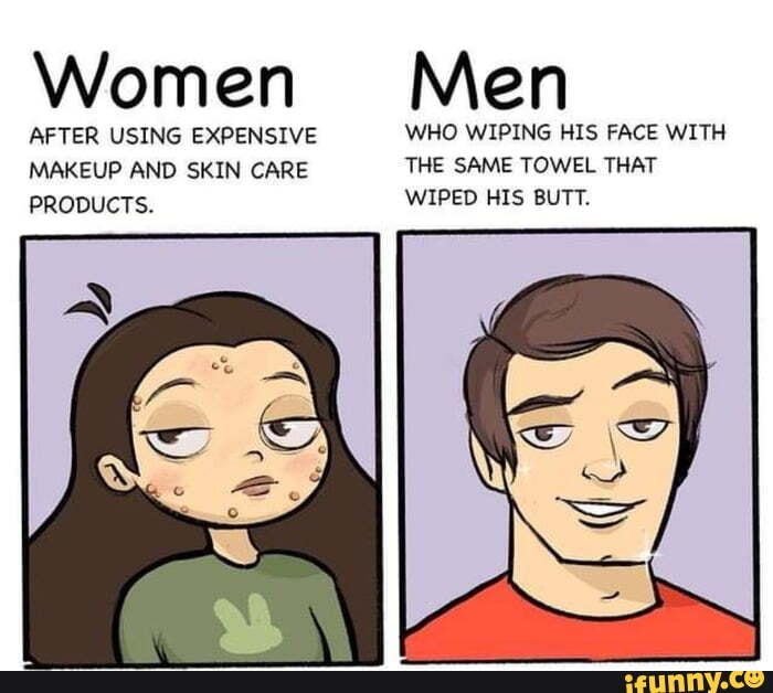 Women Men AFTER USING EXPENSIVE MAKEUP AND SKIN CARE PRODUCTS. WHO