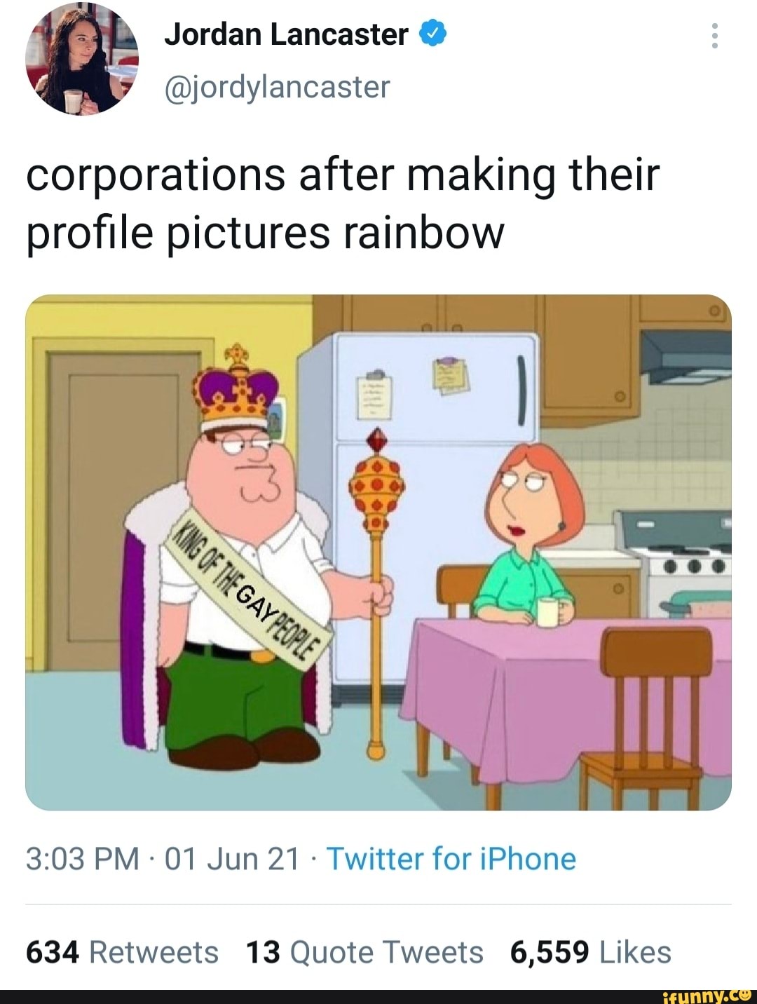 corporations after making their profile pictures rainbow
PM 01 Jun 21 Twitter for iPhone