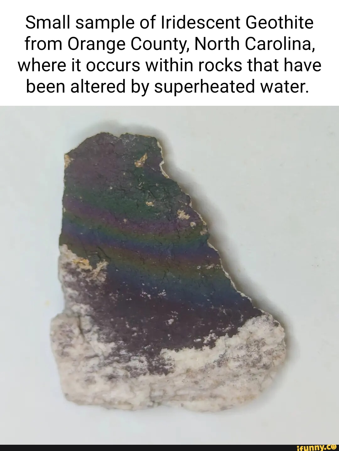 Small sample of Iridescent Geothite from Orange County, North Carolina