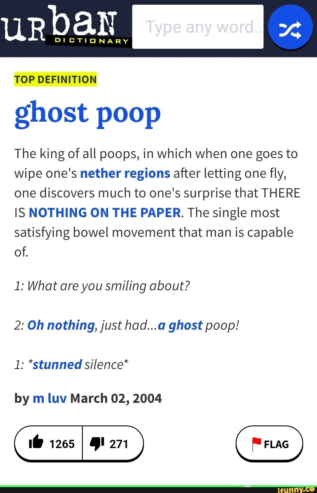 Urban TOP DEFINITION ghost poop The king of all poops, in which when