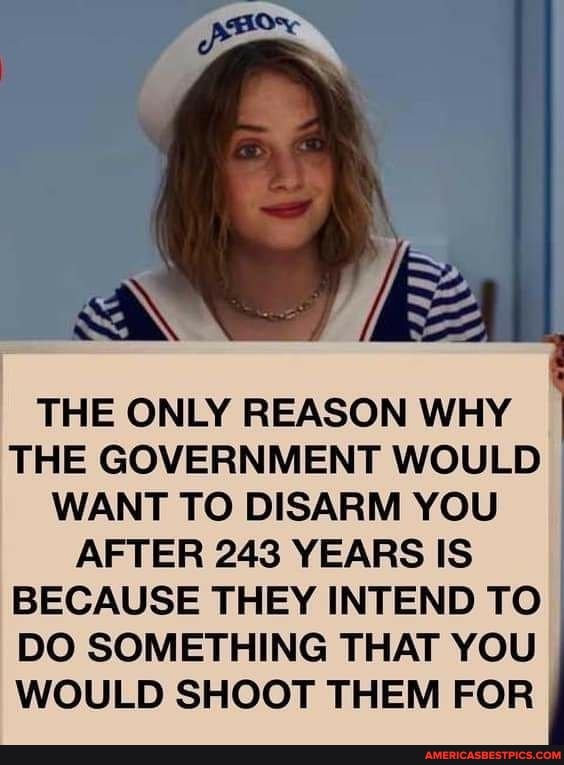 THE ONLY REASON WHY THE GOVERNMENT WOULD WANT TO DISARM YOU AFTER 243 YEARS IS BECAUSE THEY INTEND TO DO SOMETHING THAT YOU WOULD SHOOT THEM FOR