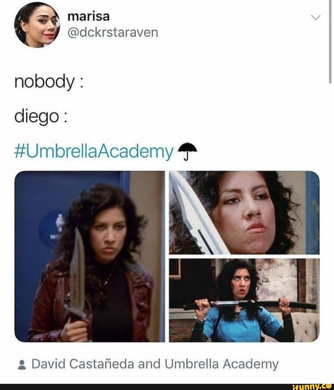 Marisa nobody : diego : #UmbrellaAcademy David Castaneda and Umbrella ...