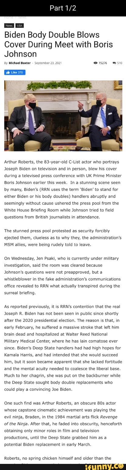 Part Biden Body Double Blows Cover During Meet With Boris Johnson ...