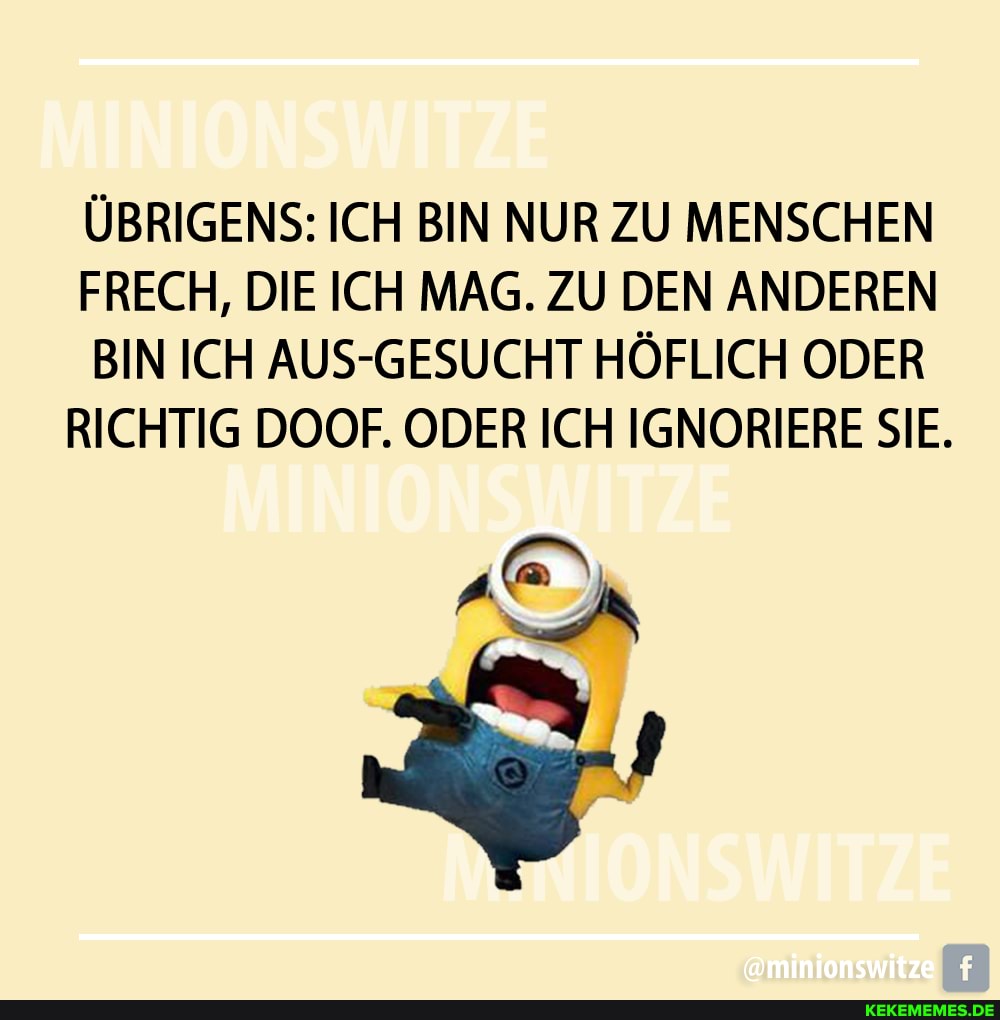 ÜBRIGENS: ICH BIN NUR ZU MENSCHEN FRECH, DIE ICH MAG. ZU DEN ANDEREN
BIN ICH AUS-GESUCHT HÖFLICH ODER RICHTIG DOOF. ODER ICH IGNORIERE SIE.