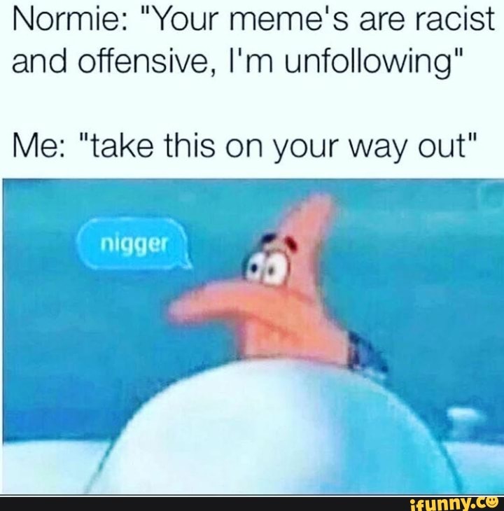 Normie Your Meme S Are Racist And Offensive I M Unfollowing Me Take This On Your Way Out