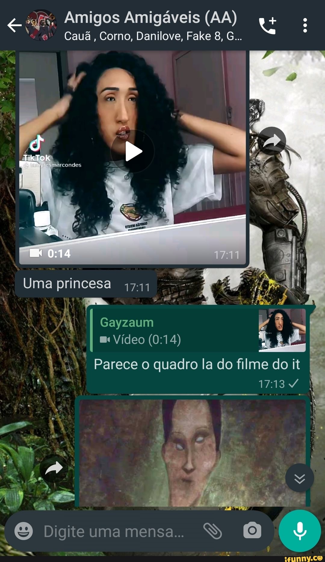 Amigos Amigáveis (AA)
Cauã, Corno, Danilove, Fake 8, G... º
Uma princesa
ar
Gayzaum
Vídeo
Parece o quadro la do filme do it
- - -
Digite uma mensa.. S