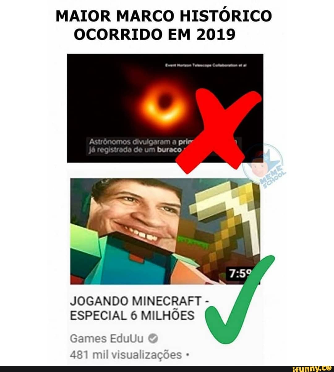 MAIOR MARCO HISTÓRICO
OCORRIDO EM 2019
JOGANDO MINECRAFT ESPECIAL 6 MILHOES
Games EduUu
ERA Rn REI Pás [oro
