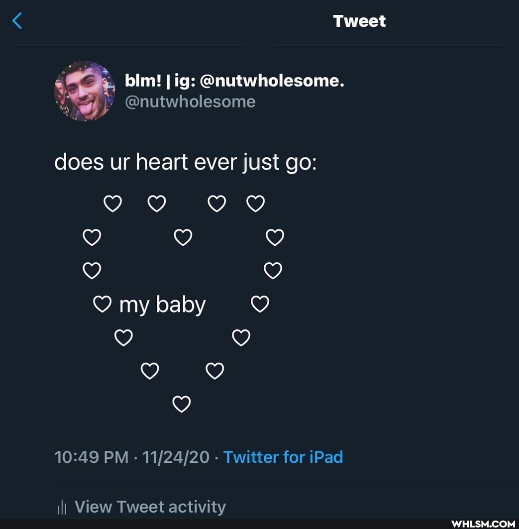 Tweet
bim! ig: @nutwholesome.
@nutwholesome
does ur heart ever just go:
my baby
PM - - Twitter for iPad