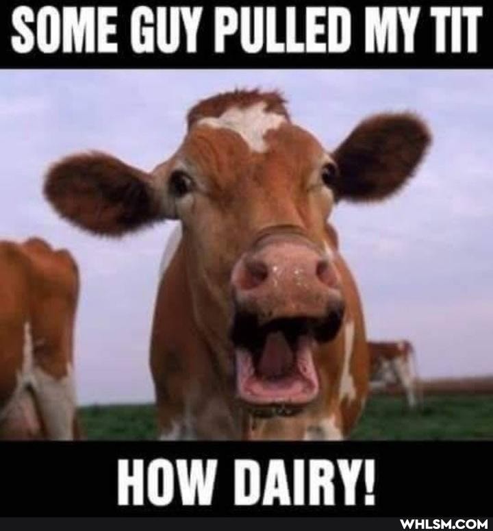 SOME GUY PULLED MY TIT
HOW DAIRY!