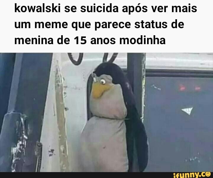 kowalski se suicida após ver mais
um meme que parece status de
menina de 15 anos modinha