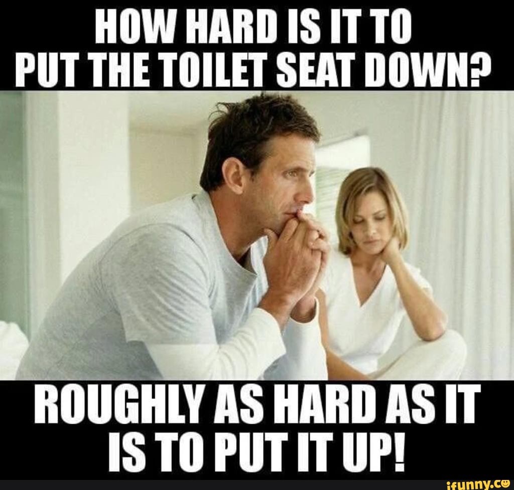 HOW HARD IS IT PUT THE TOILET SEAT DOWN? ROUGHLY AS HARD AS IT IS TO