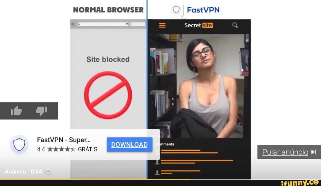 NORMAL BROWSER O
RB E Secret HIS
Site blocked
Ce ee 8 oem MIS
Pular anúncio >I