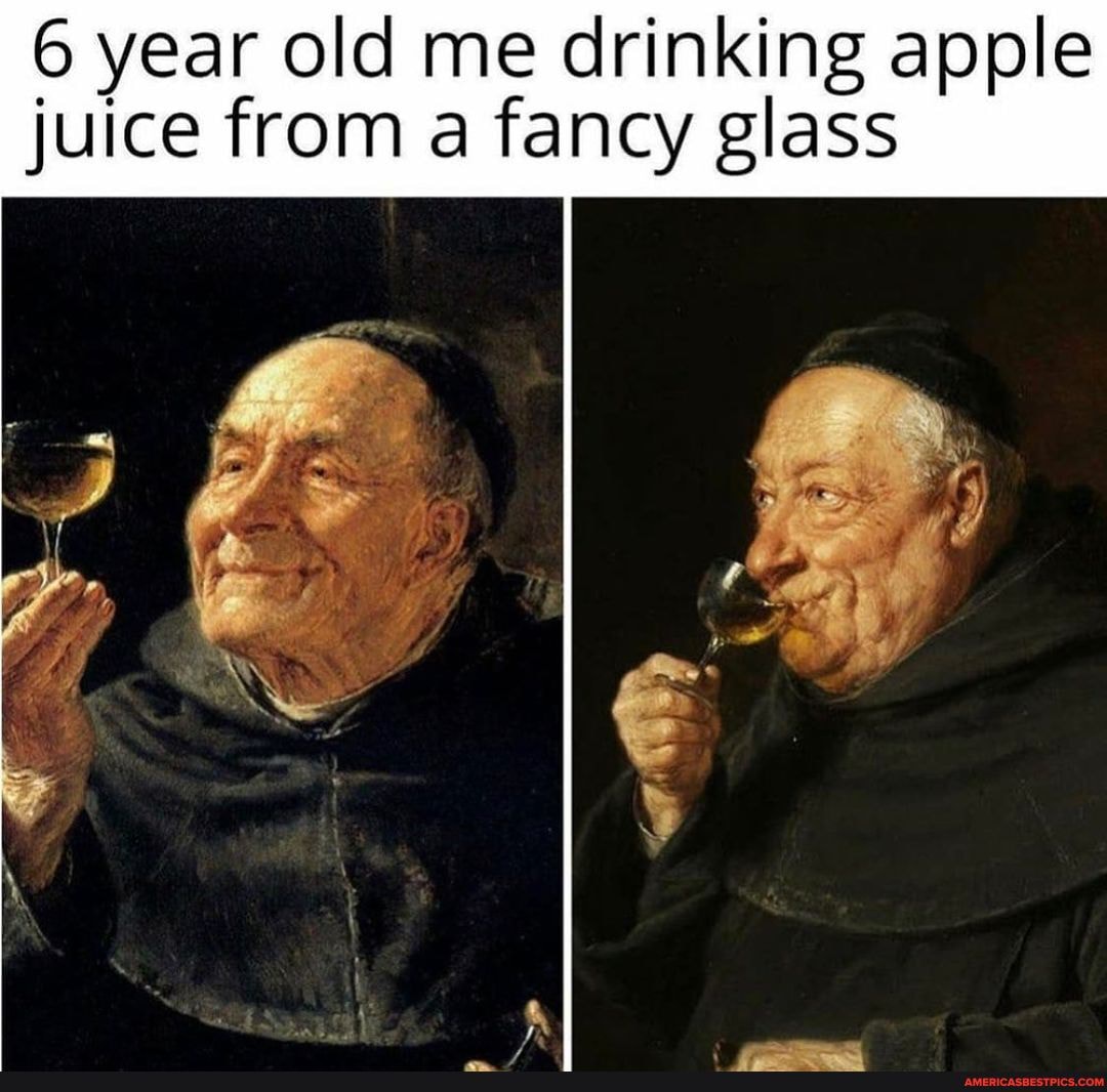 6 year old me drinking apple juice from a fancy glass