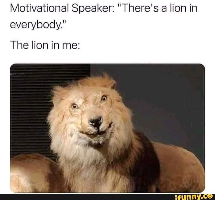Random Meme Dump Motivational Speaker "There's a lion in everybody