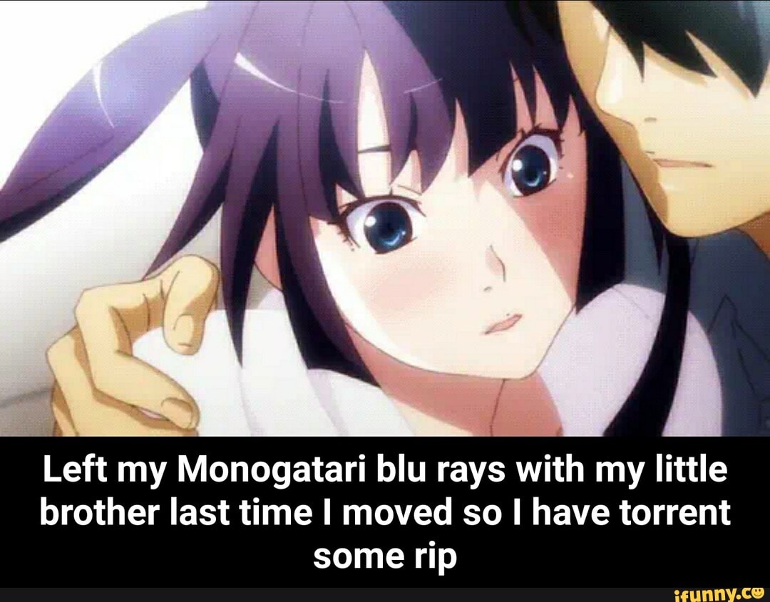 i
Left my Monogatari blu rays with my little
brother last time I moved so I have torrent
some rip - Left my Monogatari blu rays with my little brother last time I moved so I have torrent some rip