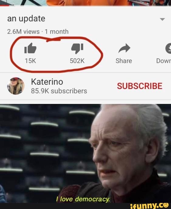 an update
2.6M views
Katerino
85.9K subscribers
I love democracy.