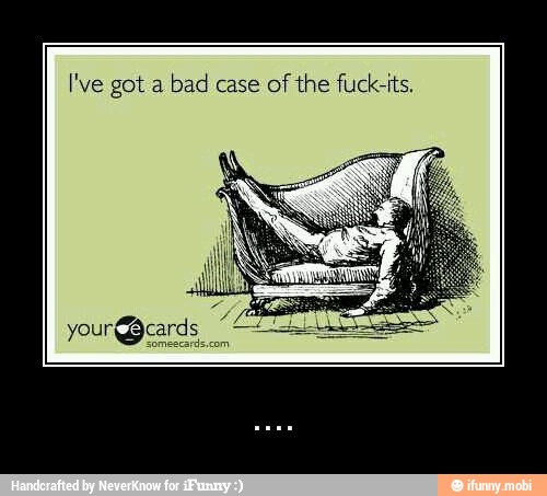 I've got a
bad case of
the fuck-its. - ....