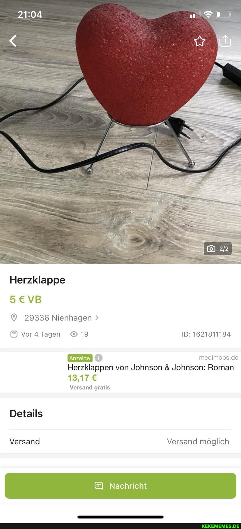 Herzklappe
SCVB
29336 Nienhagen >
vor 4 Tagen 19 ID: 1621811184 medimops.de
Herzklappen von Johnson & Johnson: Roman
13,17
Versand gratis
Details
Versand Versand möglich
Nachricht