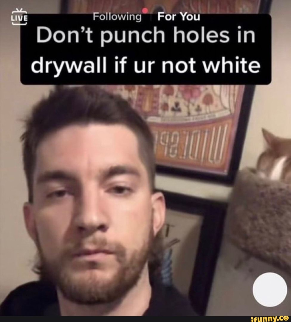 Following For You Don't punch holes in drywall if ur not white iFunny