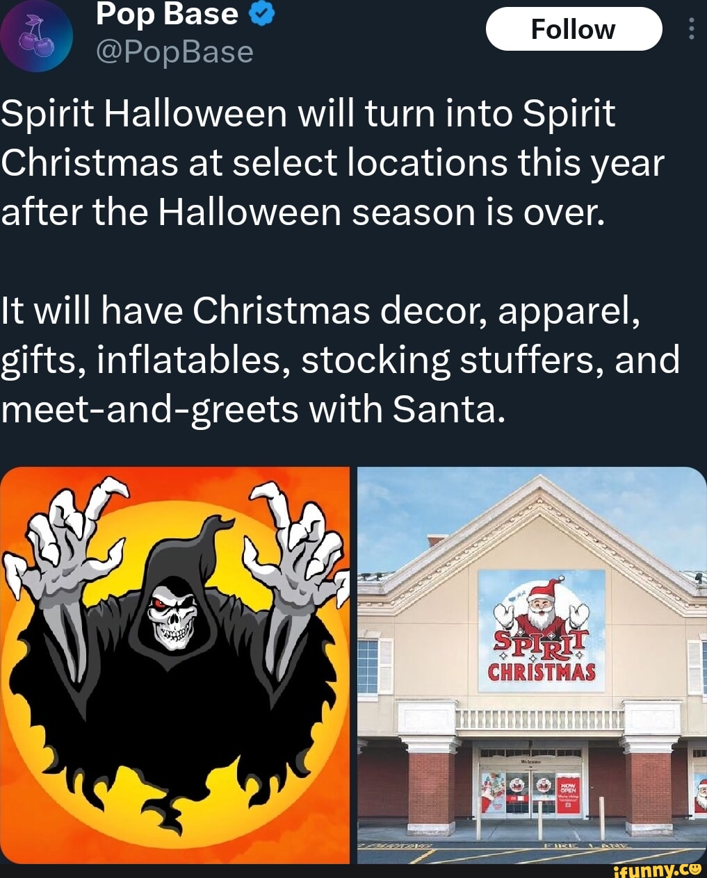 Pop Base PopBase Follow Spirit Halloween will turn into Spirit