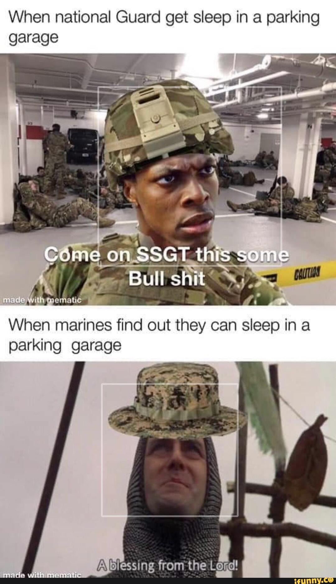 Grass is greener When national Guard get sleep in a parking garage