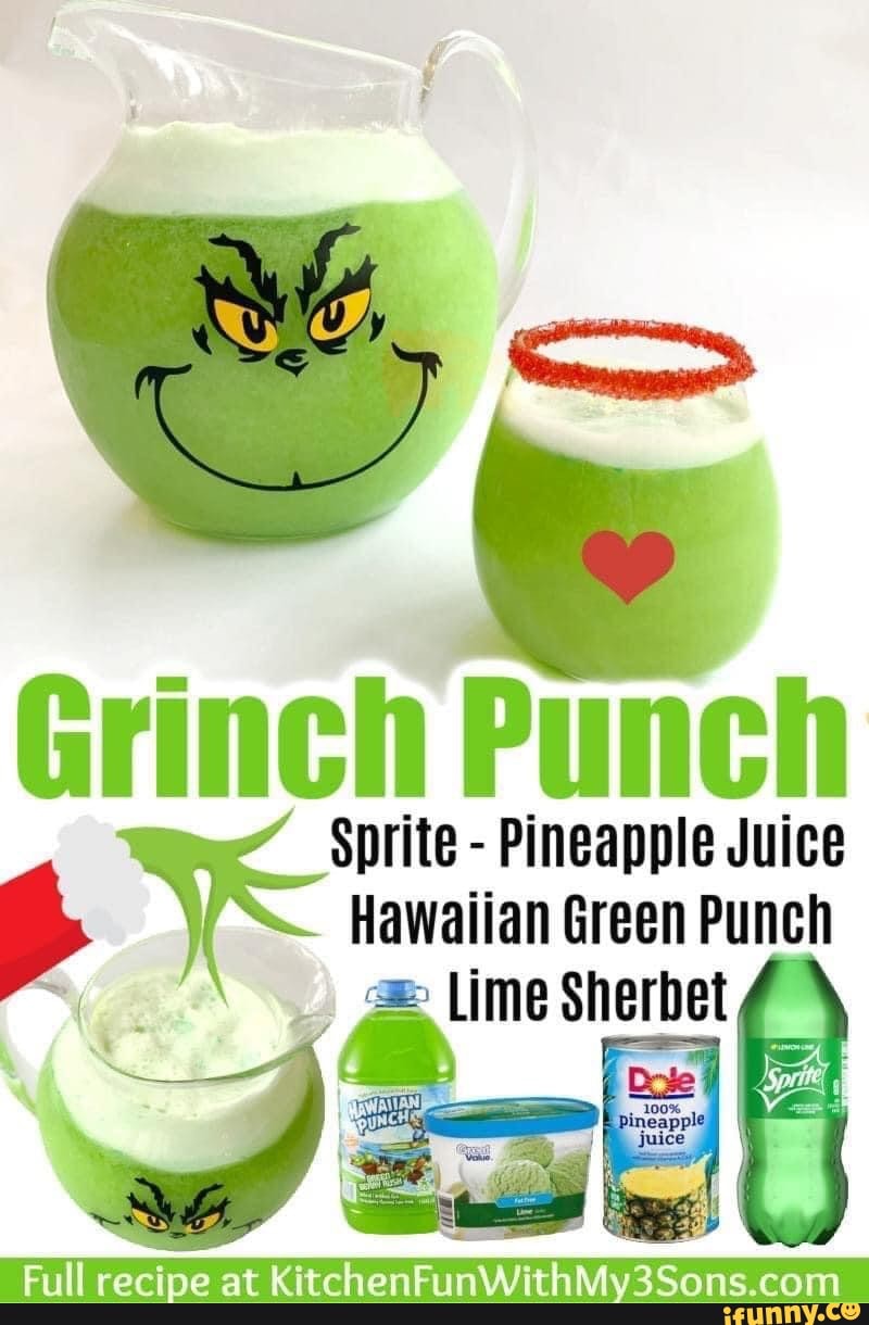 Grinch Punch Sprite Pineapple Juice Hawaiian Green Punch mine Full