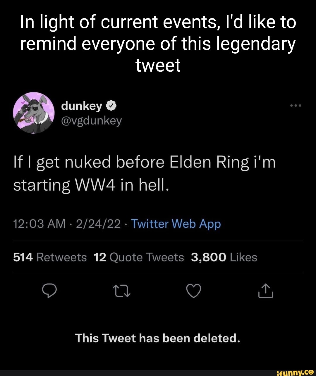 Deleted dunkey tweet lol : r/videogamedunkey