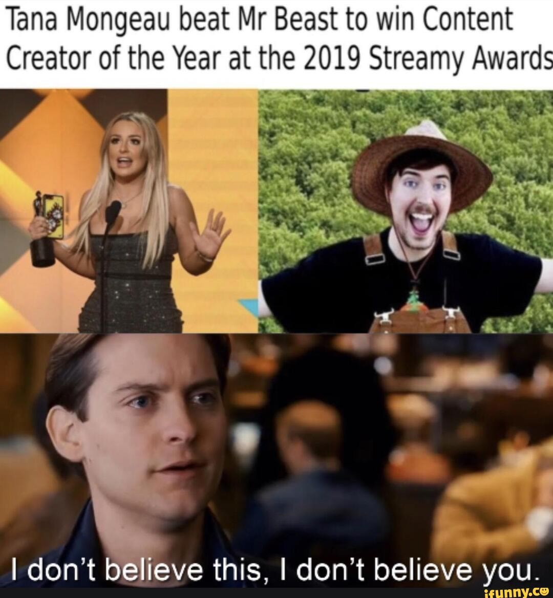 Tana Mongeau beat Mr Beast to win Content Creator of the Year at the