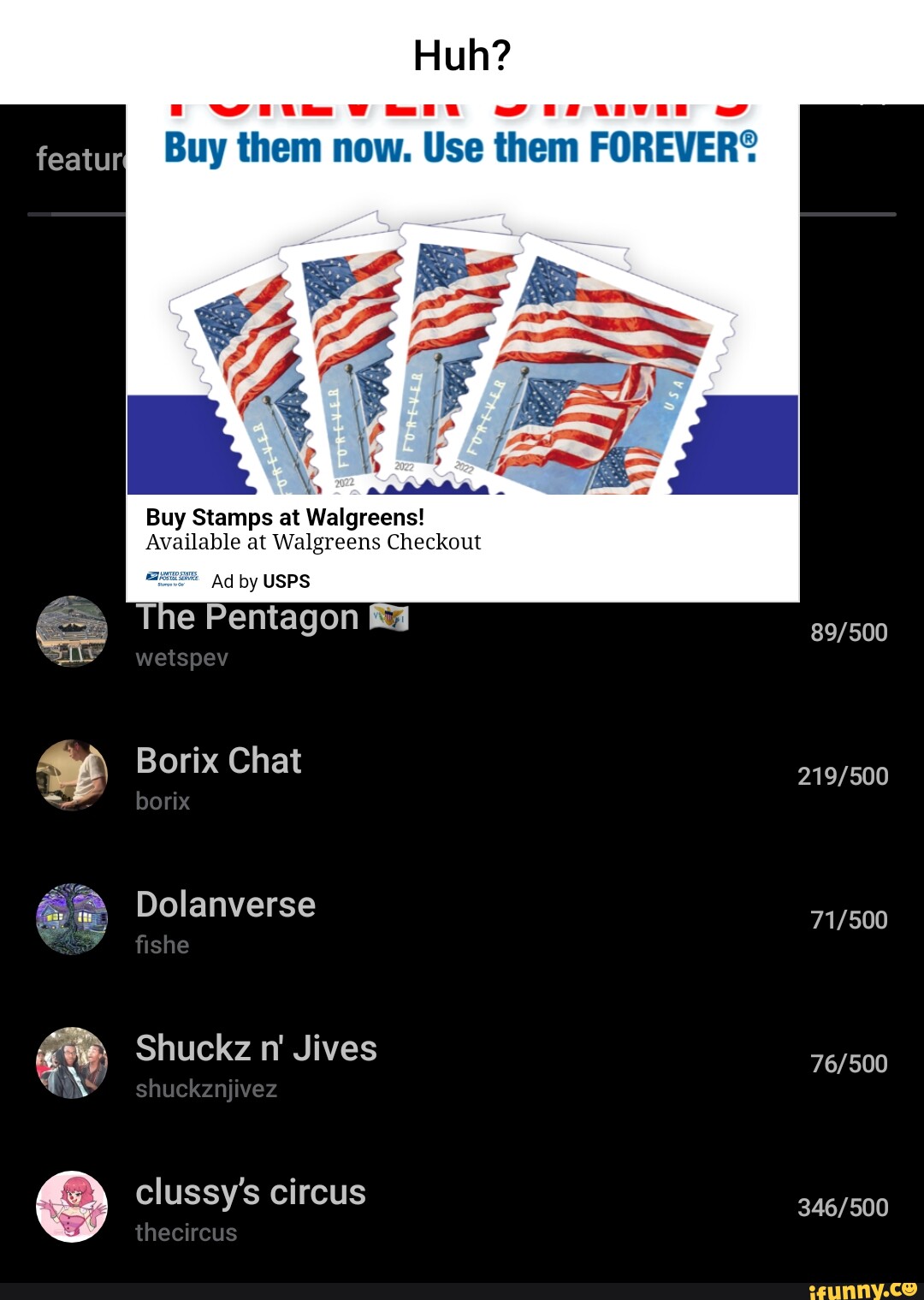 Huh? featur Buy them now. Use them FOREVER? Buy Stamps at Walgreens