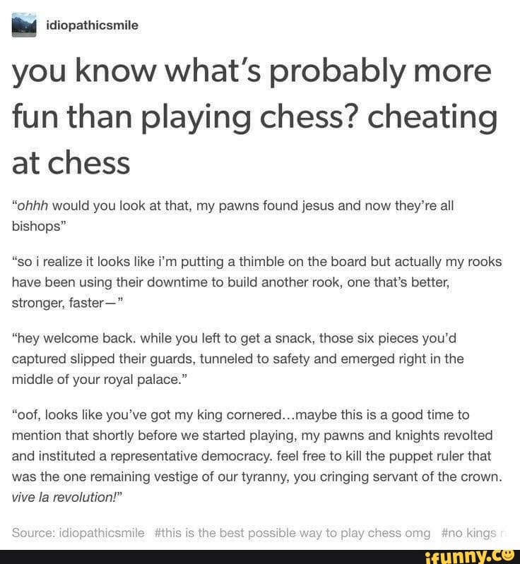 You Know What S Probably More Fun Than Playing Chess Cheating At