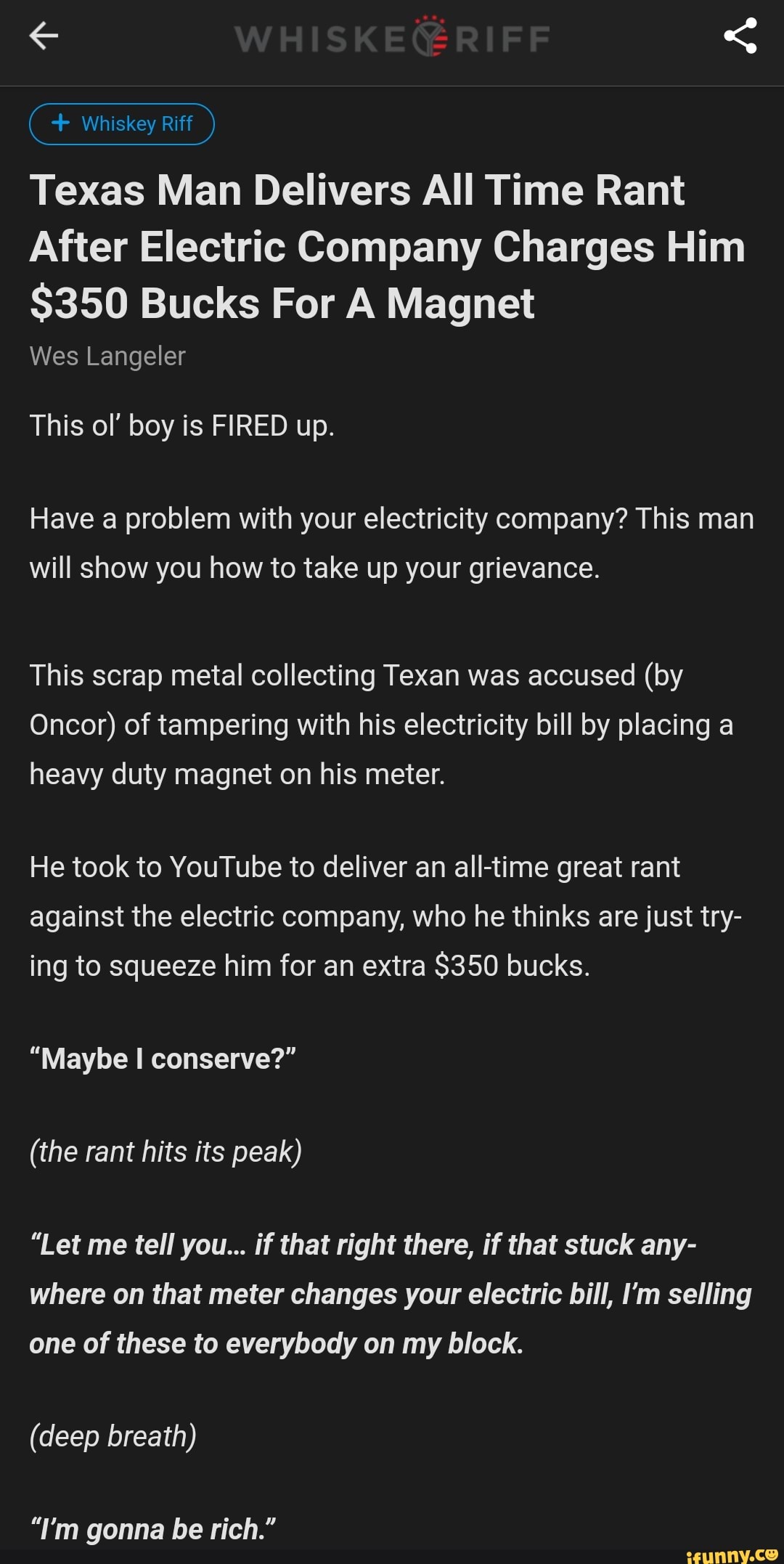 Texas Man Delivers All Time Rant After Electric Company Charges Him