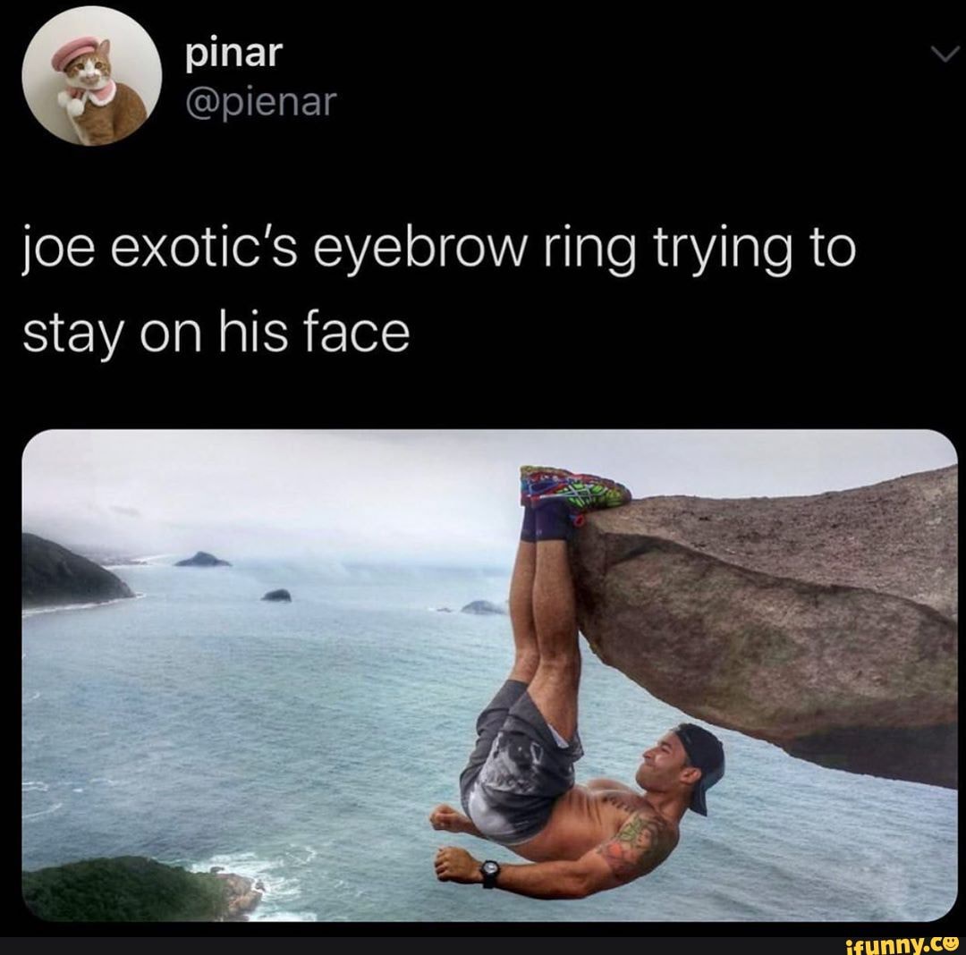 Joe exotic's eyebrow ring trying to stay on his face iFunny