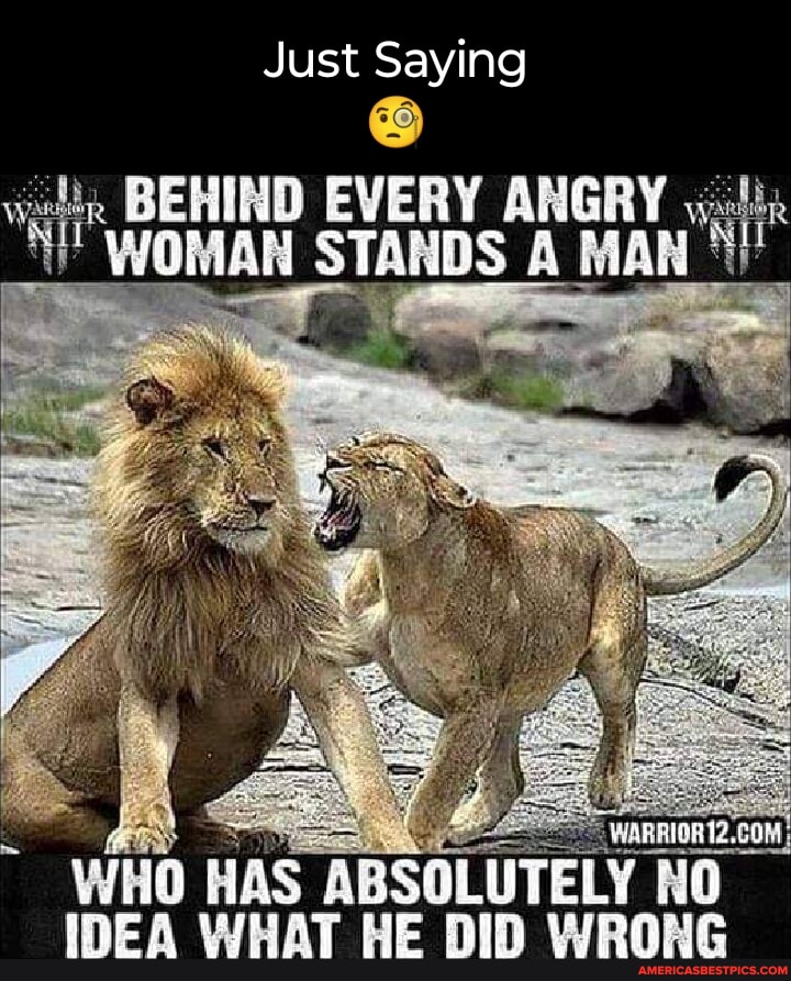 Just Saying Behind Every Angry Woman Stands A Man Who Has Was