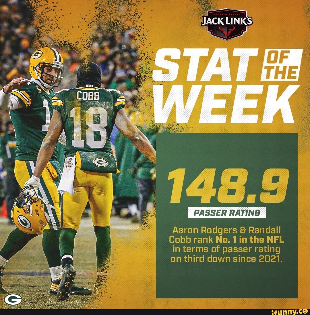 JACK LINKS WEEK PASSER RATING Aaron Rodgers & Randall Cobb rank No. 1