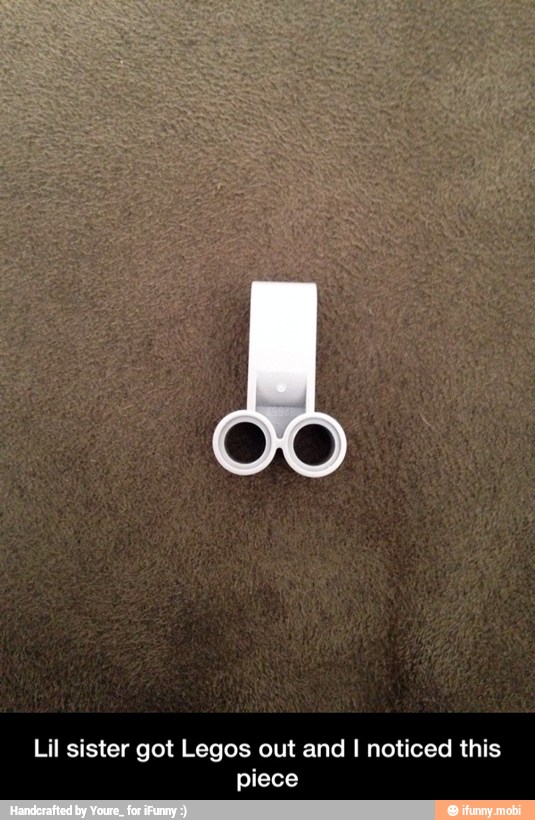 Lil sister got Legos out and I noticed this
piece - Lil sister got Legos out and I noticed this piece